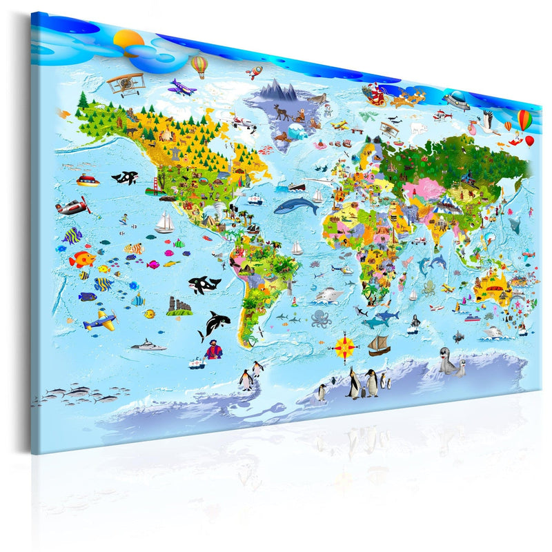 Kanva ar bērnu pasaules karti - Krāsaini ceļojumi (x1), 97574 G-ART.
