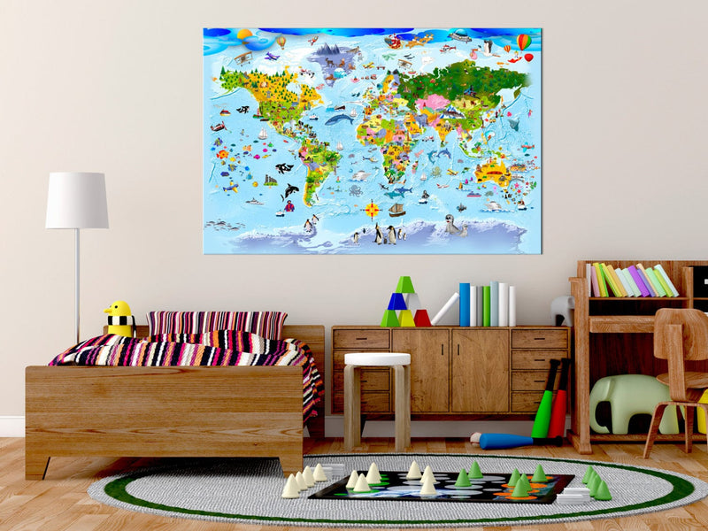 Kanva ar bērnu pasaules karti - Krāsaini ceļojumi (x1), 97574 G-ART.