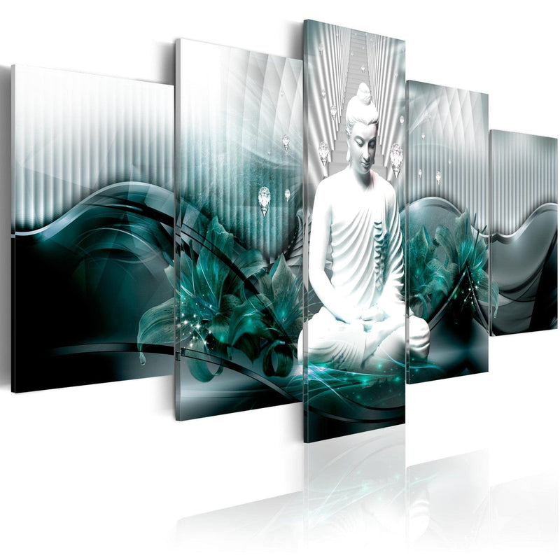 Kanva ar Budu pelēkā un tirkīzā krāsā -  Azūra meditācija, 91097 (x5) G-ART.