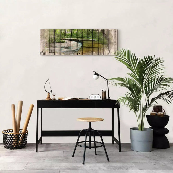 Kanva "Atmiņu Upe" – Upes Ainava ar Koka Tekstūru ART XL