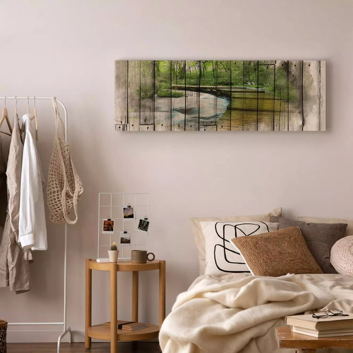 Kanva "Atmiņu Upe" – Upes Ainava ar Koka Tekstūru ART XL