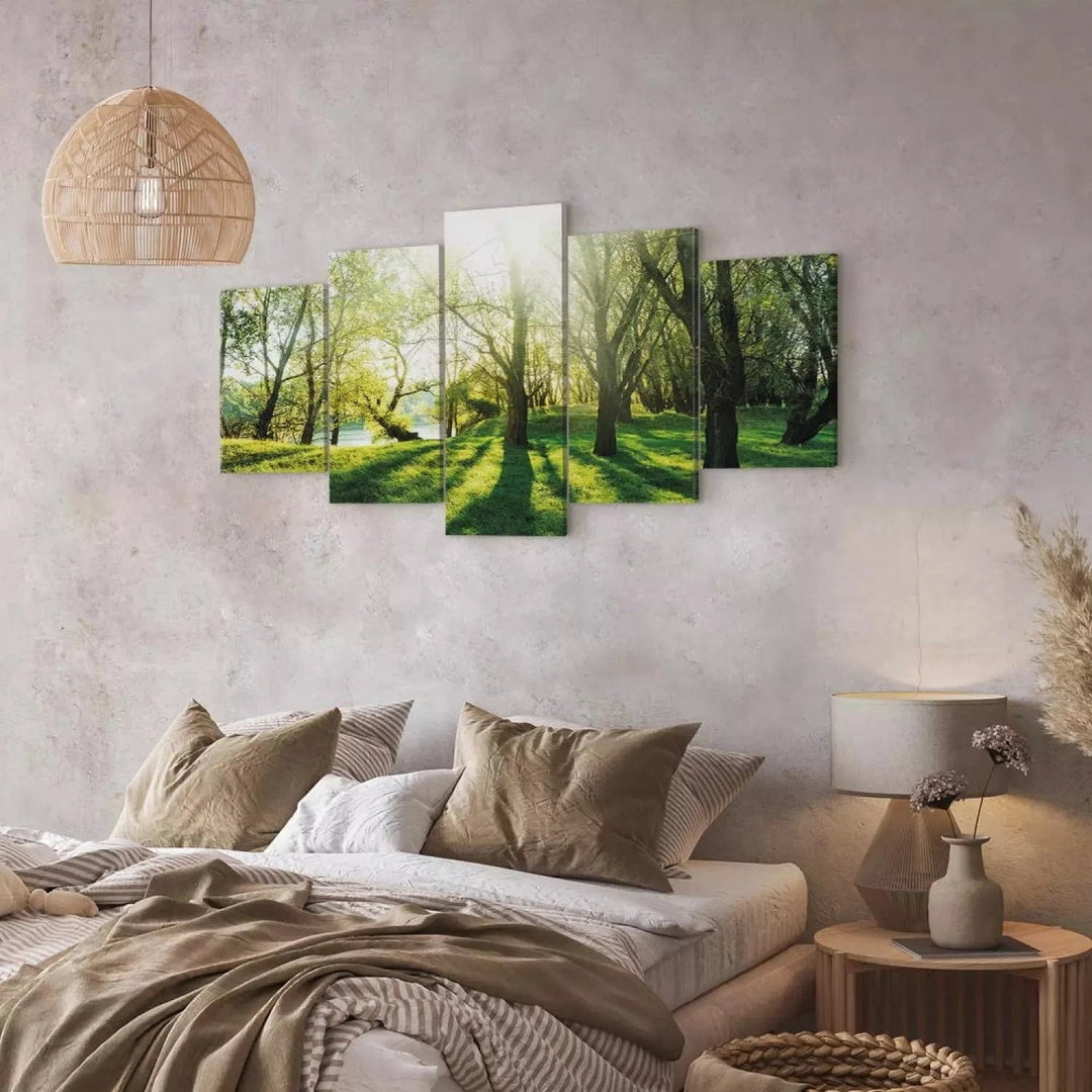 Kanva ar dabas skatu - zaļos toņos - Zaļā pļava - mierīgai atmosfērai G-ART