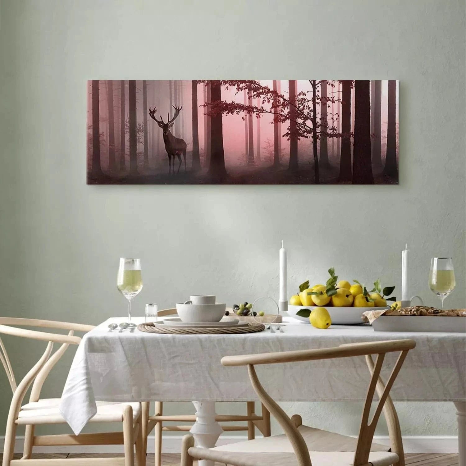 Kanva ar dabu - Rīts mežā (rozā toņos), 149980 - romantiska ART XL