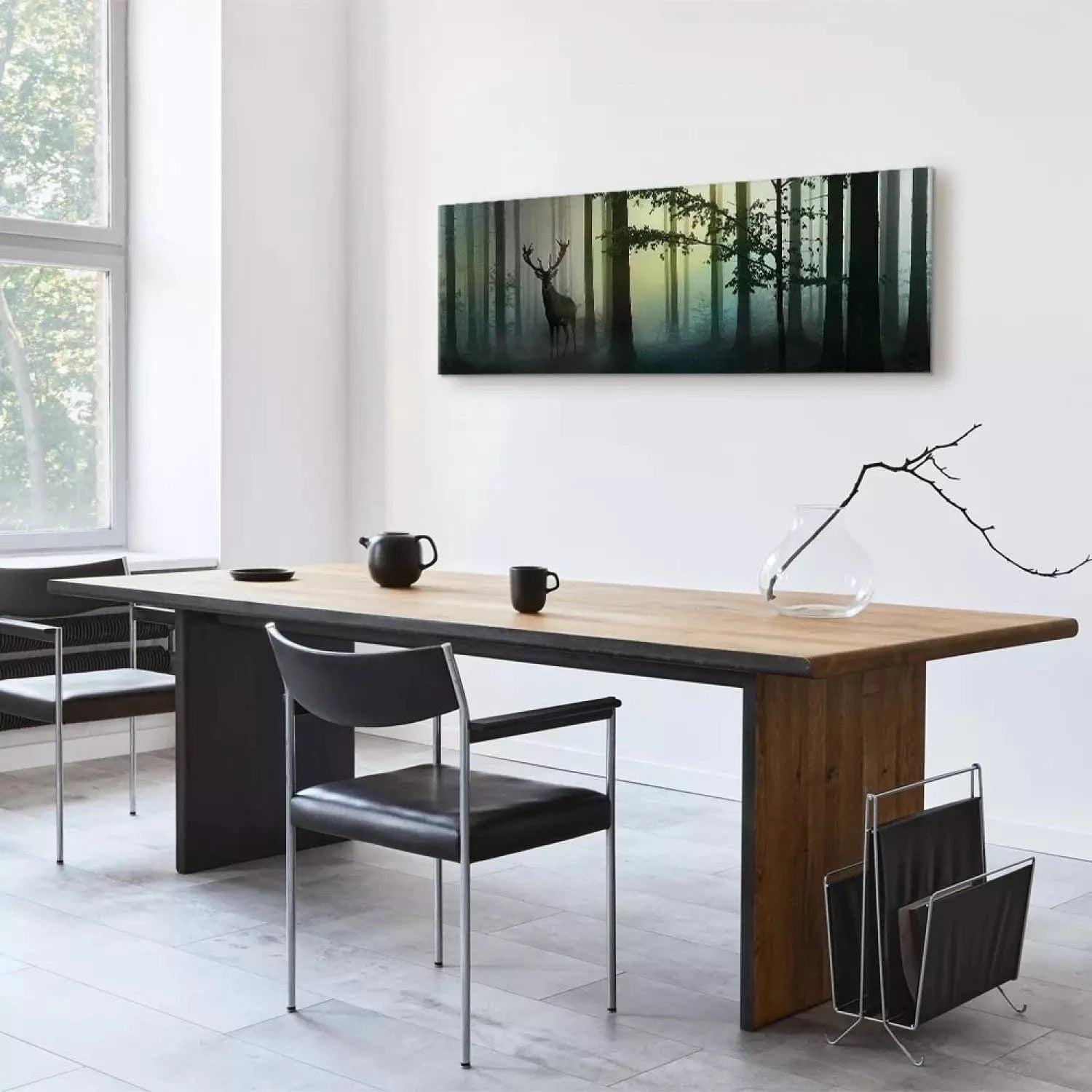 Kanva ar dabu - Rīts mežā (zaļos toņos), 149935 - guļamistabai ART XL