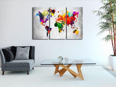 Kanva ar daudzkrāsainu pasaules karti - triptihs, 94547 G-ART.