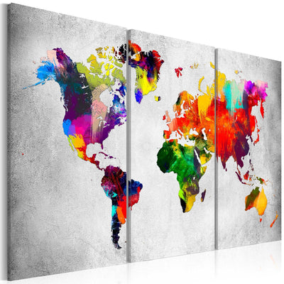 Glezna ar daudzkrāsainu pasaules karti - triptihs, 94547 G-ART