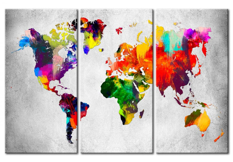 Glezna ar daudzkrāsainu pasaules karti - triptihs, 94547 Tapetenshop.lv.
