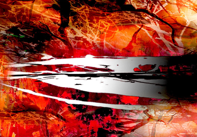 Kanva ar ekspresīvu rakstu sarkanos toņos - Mākslinieciskais haoss, 93739 G-ART.