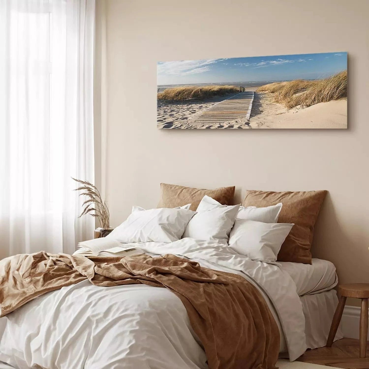 Kanva ar jūras skatu - Savvaļas pludmale, (x 1), zila un bešā krāsā G-ART