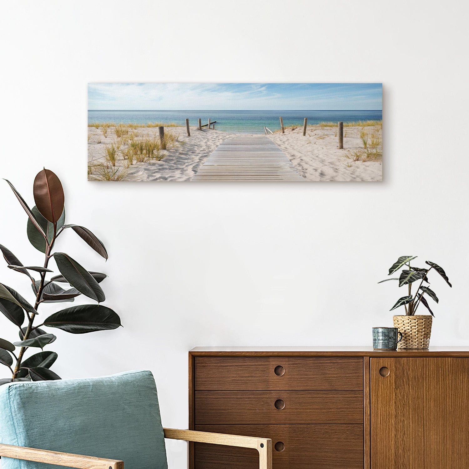 Flezna ar jūru un pludmali - Jūras klusums, 93951, zila, krēmkrāsa G-ART.