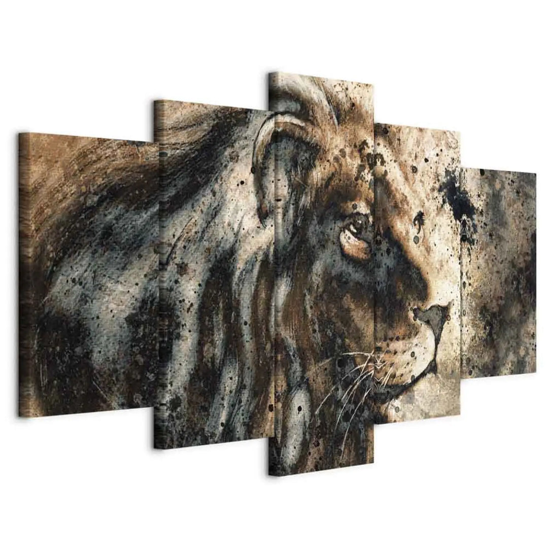 Glezna ar lauvu - Atmiņa par karali, brūnos toņos, 92263 (x5) ART XL