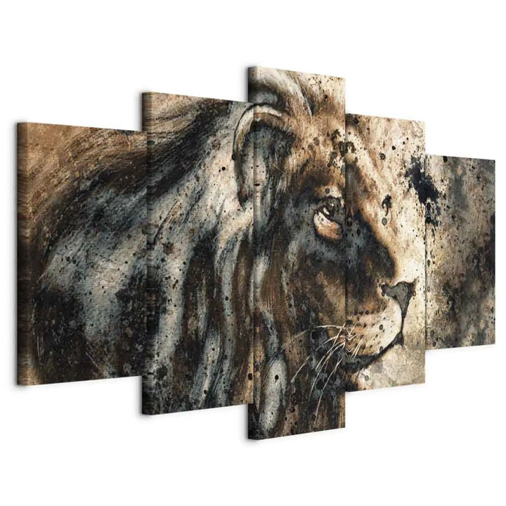 Glezna ar lauvu - Atmiņa par karali, brūnos toņos, 92263 (x5) ART XL