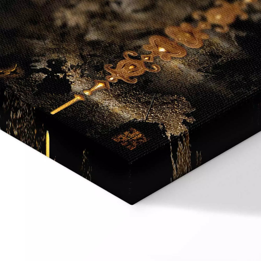 Glezna ar lauvu uz tumši brūna fona - Zelta lauvu, (x 5), 50001 ART XL