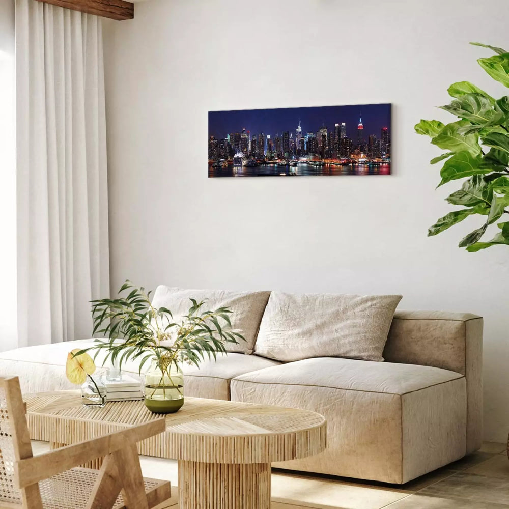 Glezna Ņujorkas Nakts Dzīve – Tumši Zila Pilsētas Panorāma ART XL