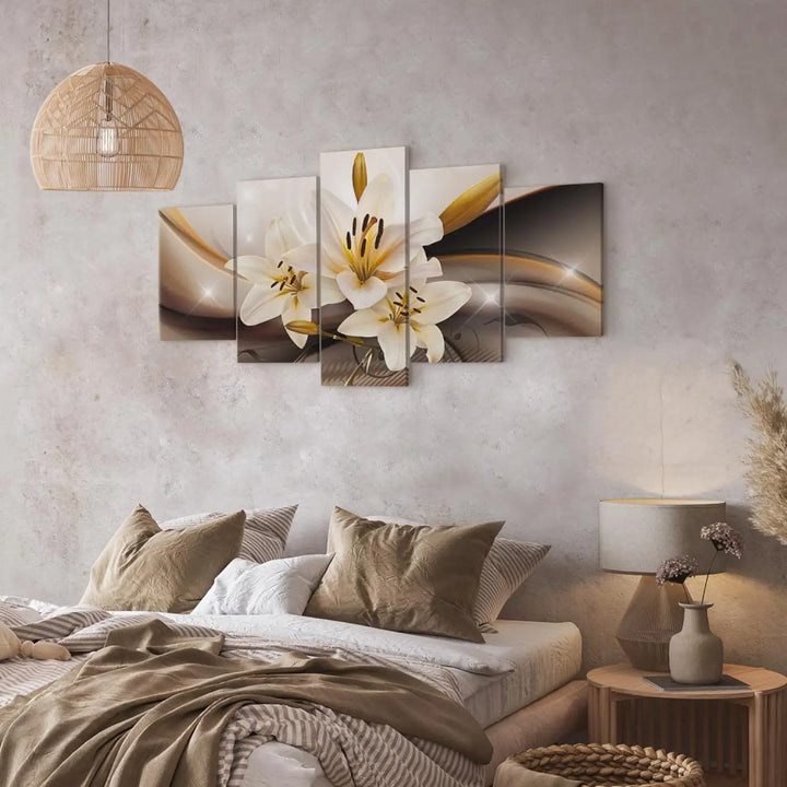 Glezna ar lilijām, brūnos toņos - Mirdzošā lilija ART XL