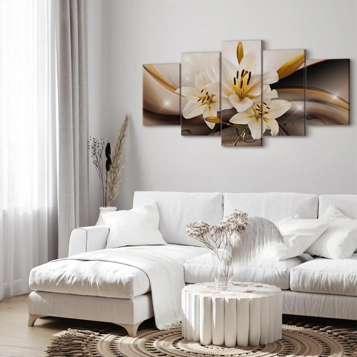 Glezna ar lilijām, brūnos toņos - Mirdzošā lilija ART XL