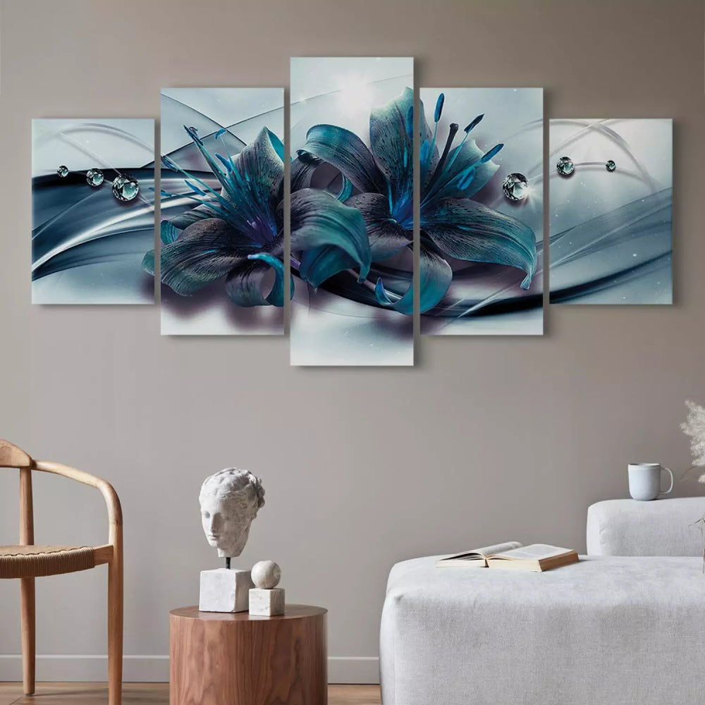 Kanva ar lilijām - Zilā lilija, (x5), zilos toņos ART XL