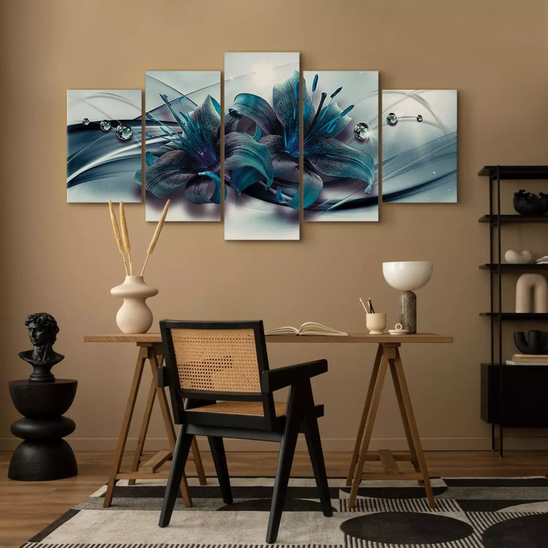 Kanva ar lilijām - Zilā lilija, (x5), zilos toņos ART XL