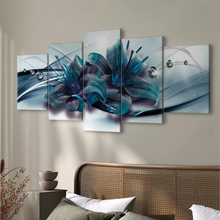 Kanva ar lilijām - Zilā lilija, (x5), zilos toņos ART XL