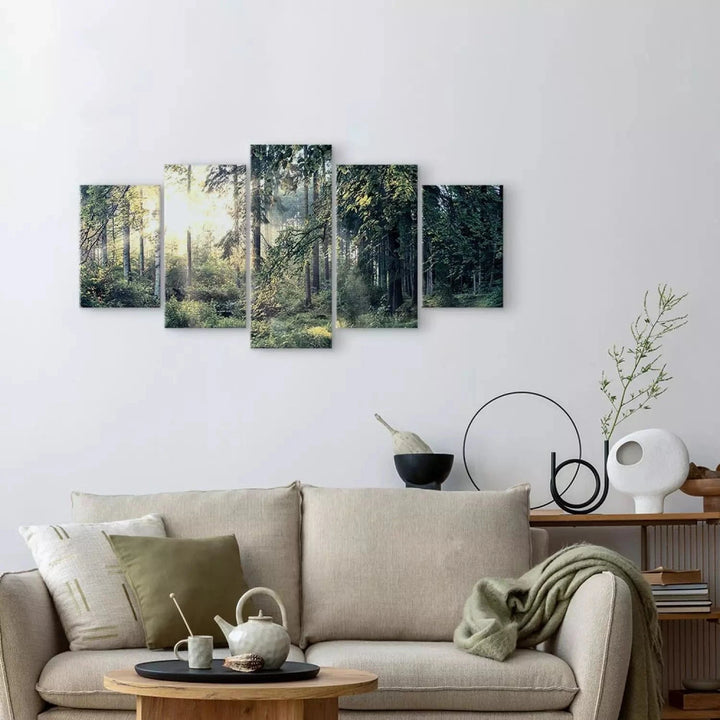 Kanva ar mežu - Pasaku ainava, (x5) - dabiskā zaļā krāsā G-ART