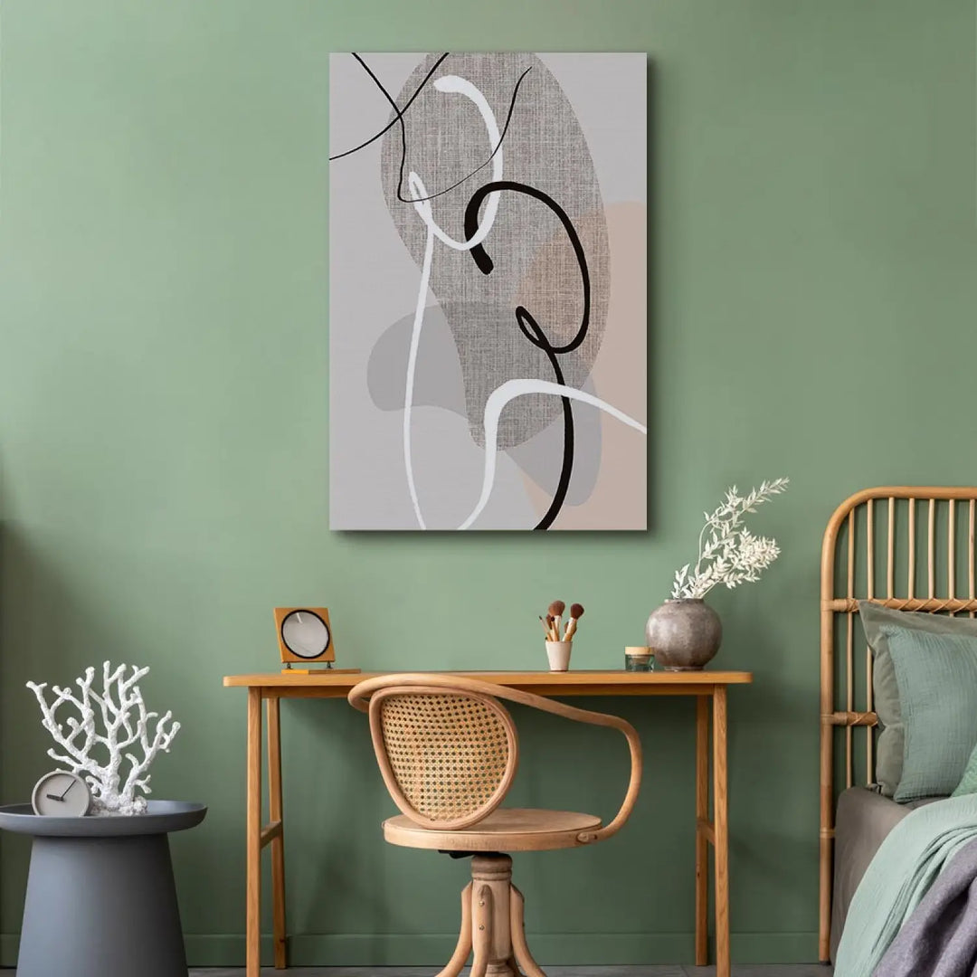 Glezna ar modernu abstraktu gleznu pelēkos toņos - konfigurācija (x 1) ART XL