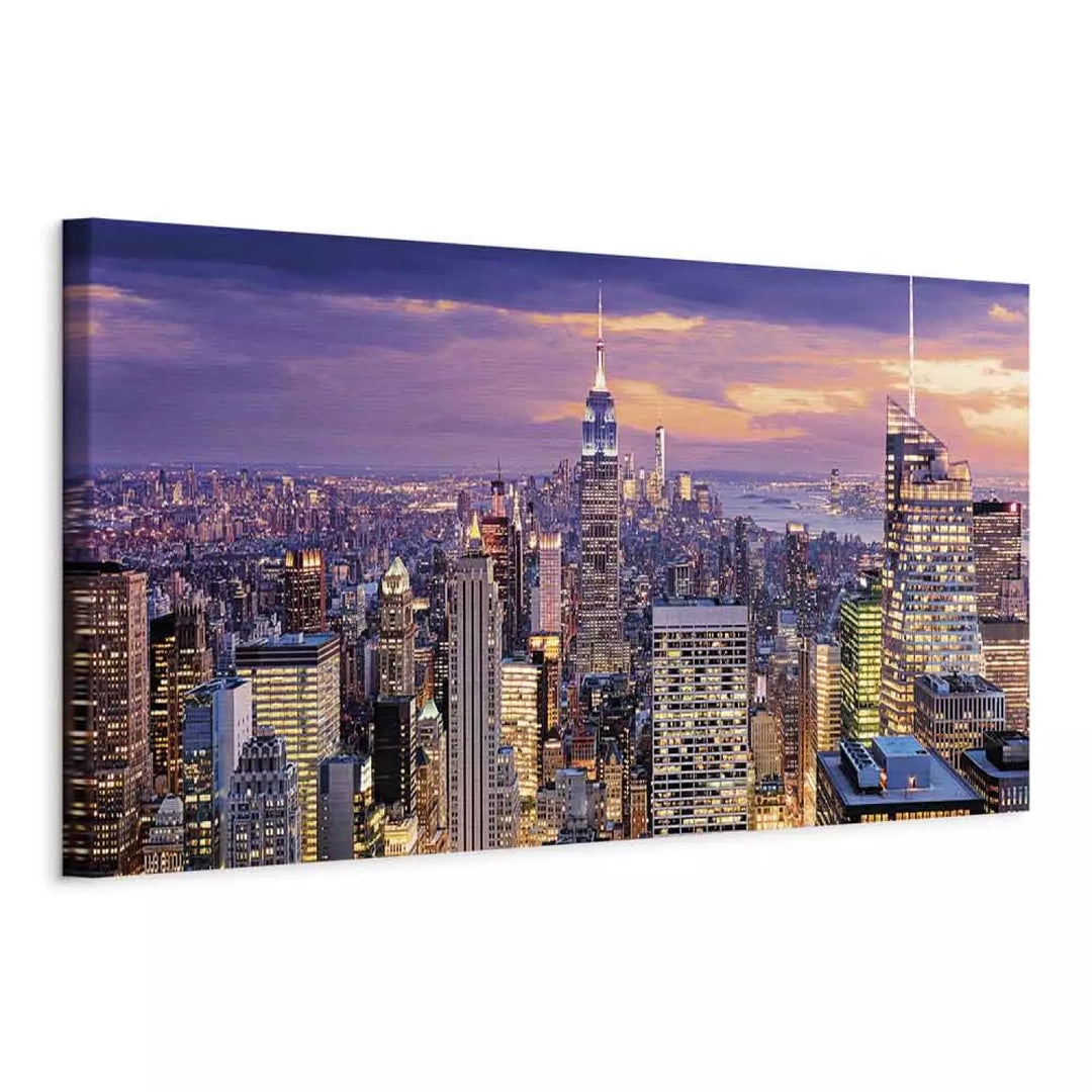 Glezna Nakts Ņujorka "Pilsētas Atmoda" – Violeta Panorāma ART XL