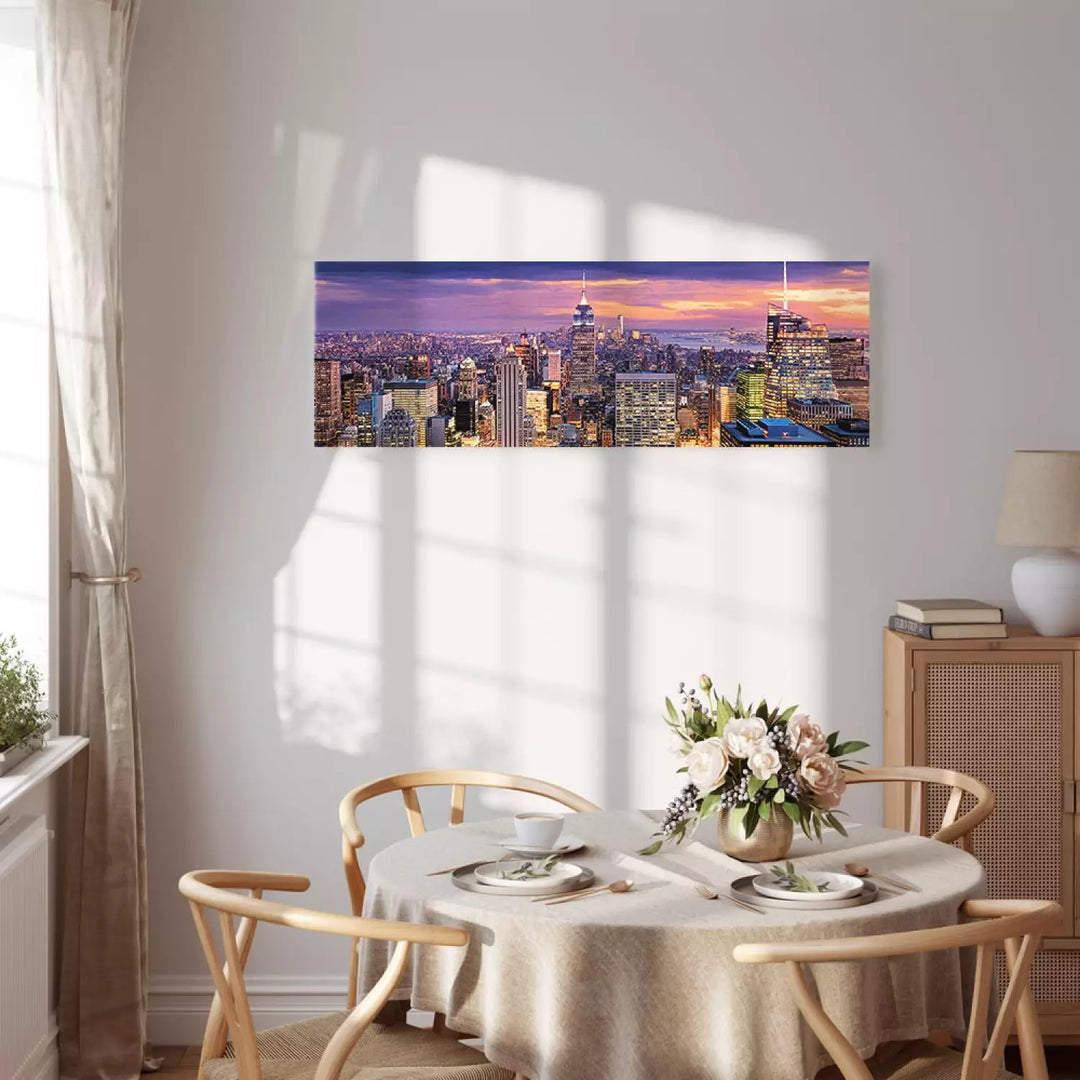 Glezna Nakts Ņujorka "Pilsētas Atmoda" – Violeta Panorāma ART XL