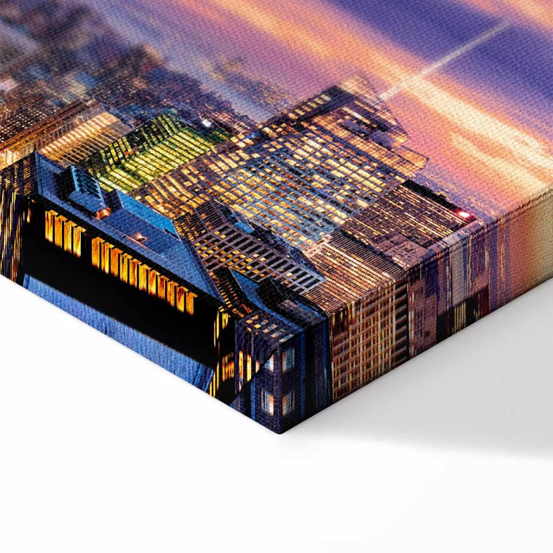 Glezna Nakts Ņujorka "Pilsētas Atmoda" – Violeta Panorāma ART XL