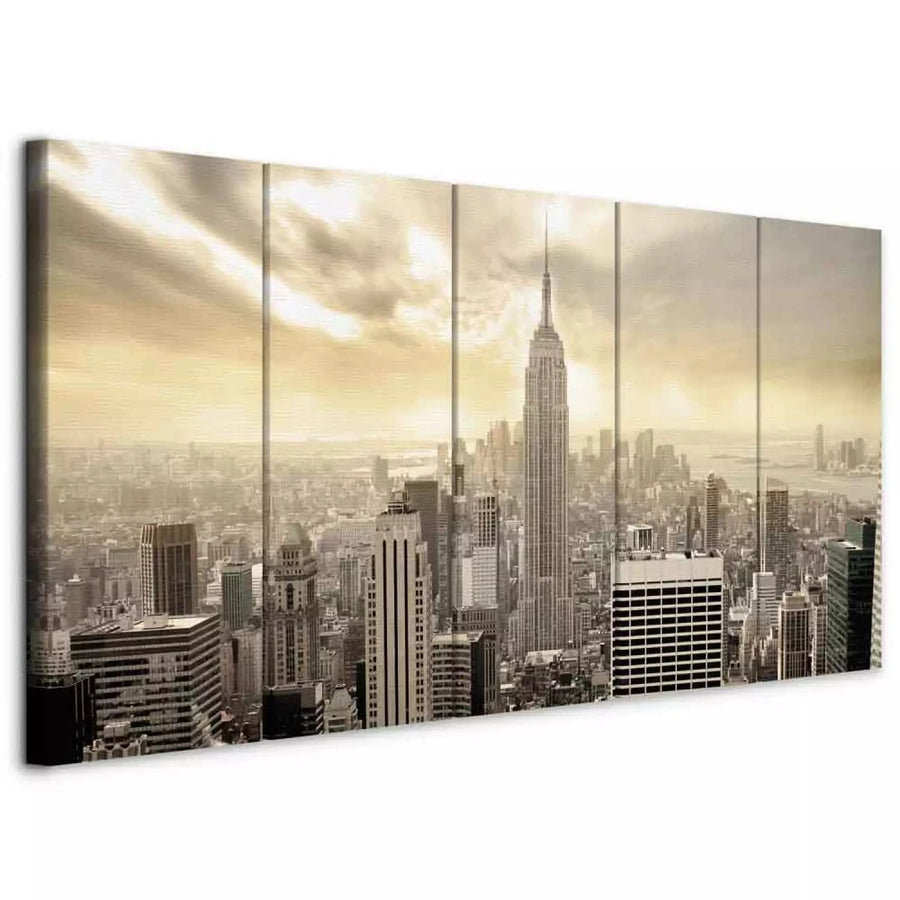 Kanva ar Ņujorku - Manhetenas skats, 98582, pelēka, dzeltena, taupe ART XL