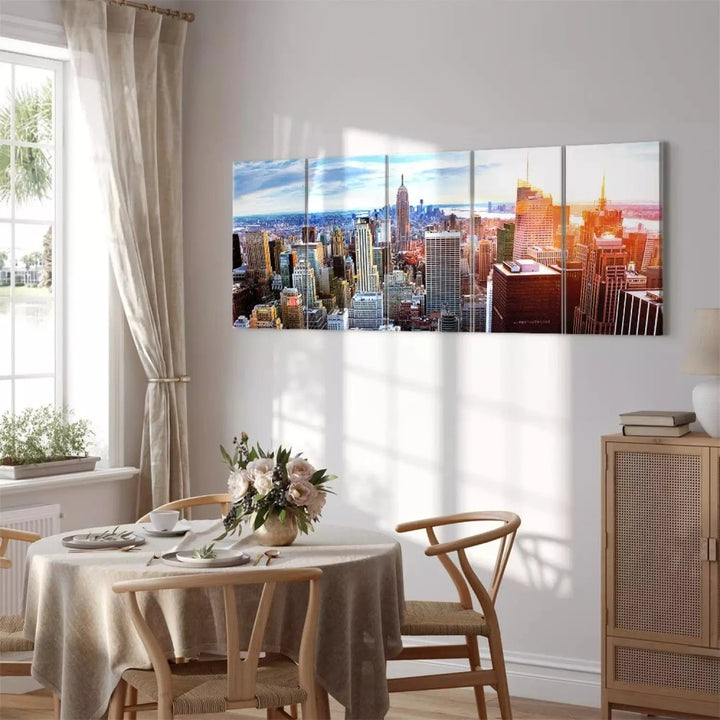 Kanva ar Ņujorku - Saullēkts, 98591, zilos toņos, saules gaismā ART XL