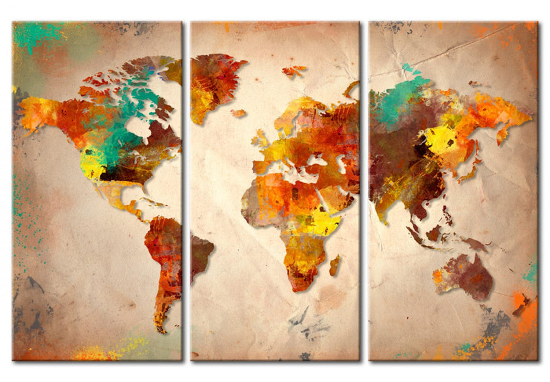 Glezna ar pasaules karti - Apgleznotā pasaule - triptihs, 55428 (x3) Tapetenshop.lv