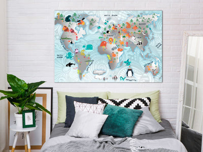 Kanva ar pasaules karti bērnu istabai - Pasaku karte, G-ART.