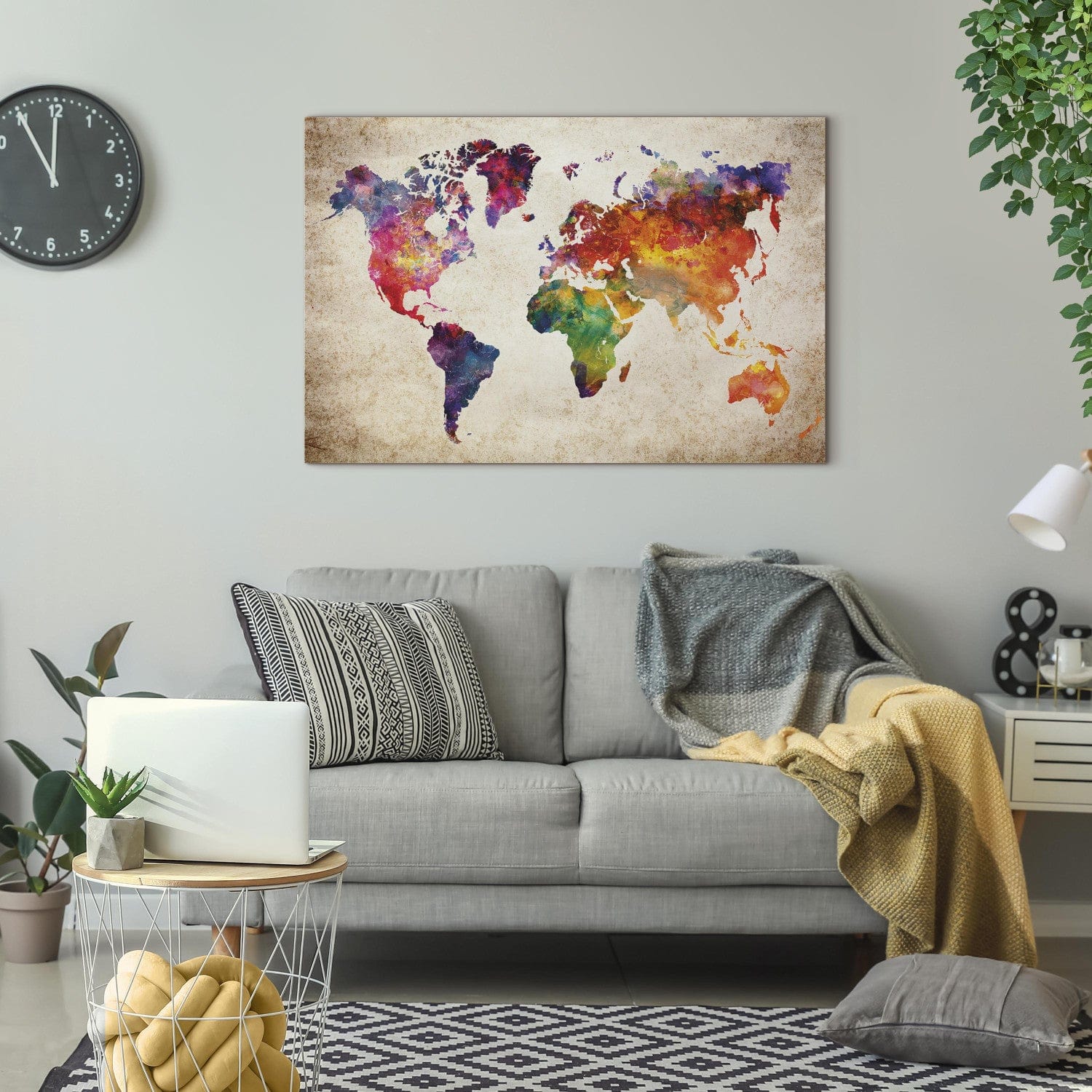 Glezna ar pasaules karti, daudzkrāsaina - Krāsains Visums, 93732 G-ART.