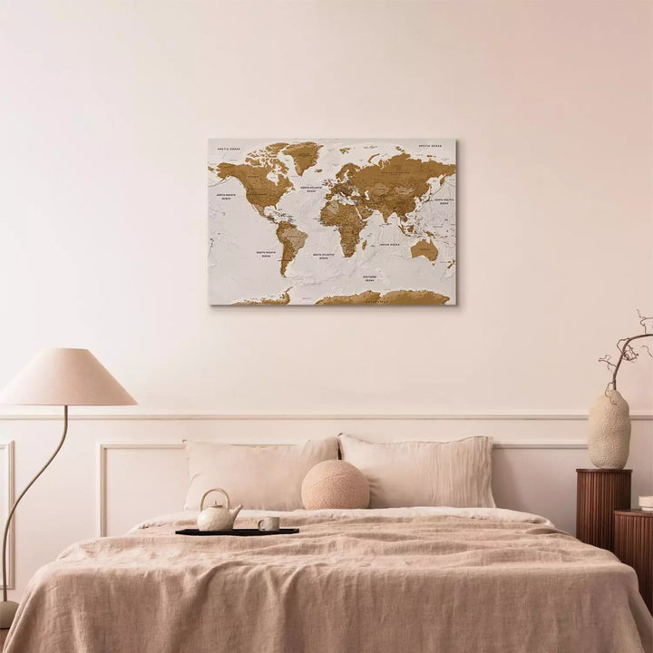 Glezna ar pasaules karti uz gaiši pelēka fona, 94573 (x1) ART XL