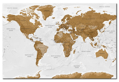 Kanva ar pasaules karti uz gaiši pelēka fona, 94573 (x1) G-ART.