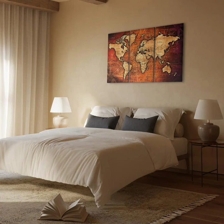 Glezna ar pasaules karti vintāžas stilā - Dzintara ceļojumi, 91866 ART XL