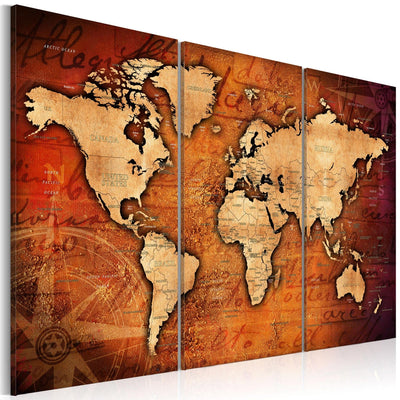 Kanva ar pasaules karti vintāžas stilā - Dzintara ceļojumi (x3), 91866 G-ART.