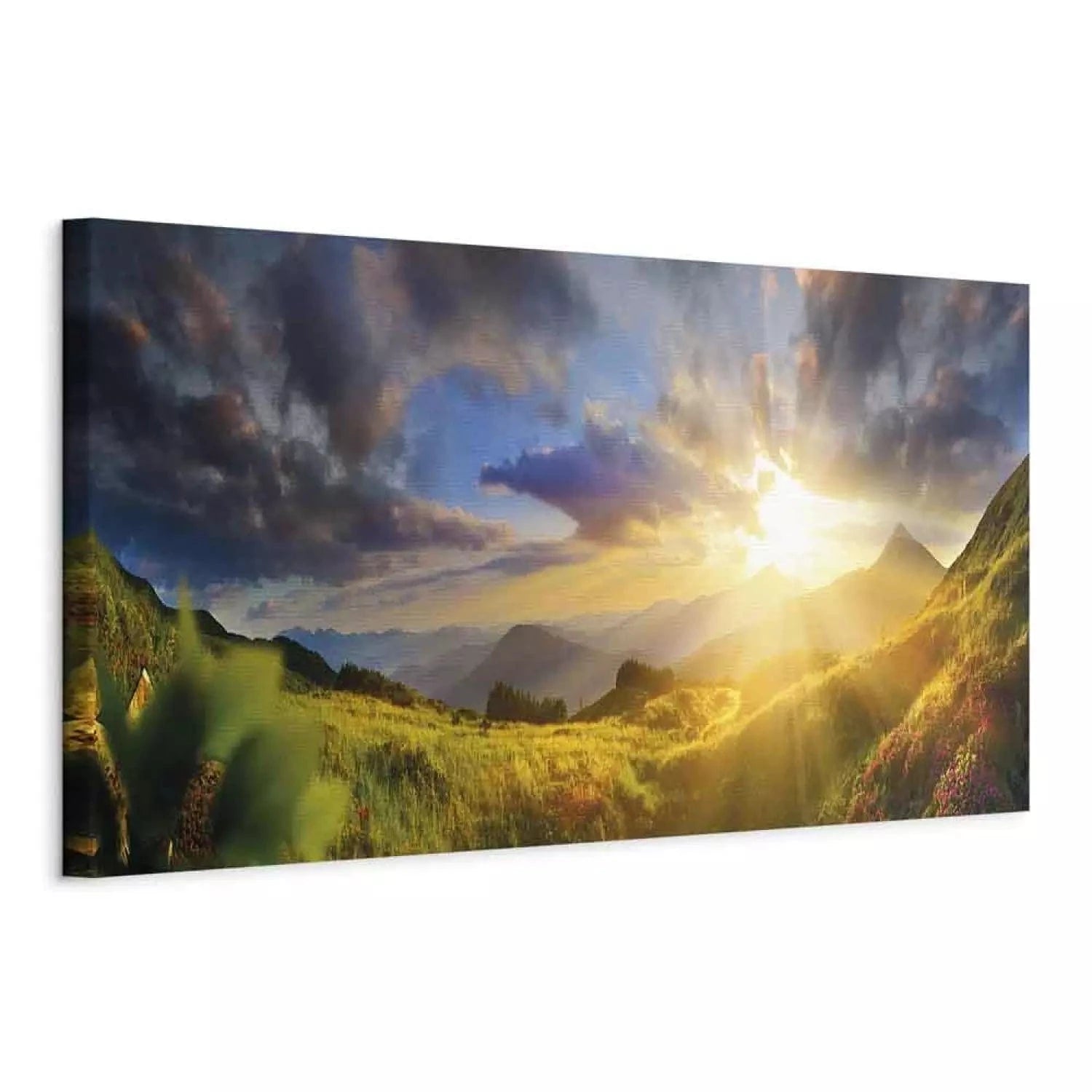 Kanva ar rīta dabu - Rīts kalnos, (x 1), zilos un zaļos toņos G-ART