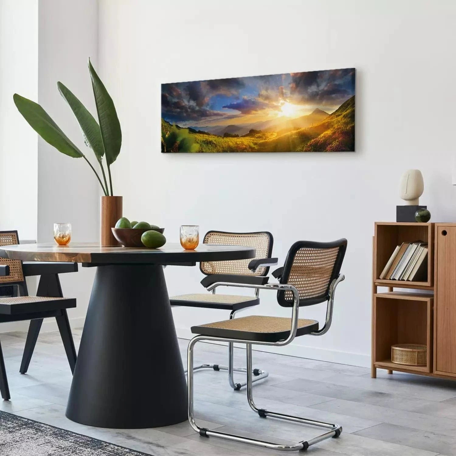 Kanva ar rīta dabu - Rīts kalnos, (x 1), zilos un zaļos toņos G-ART