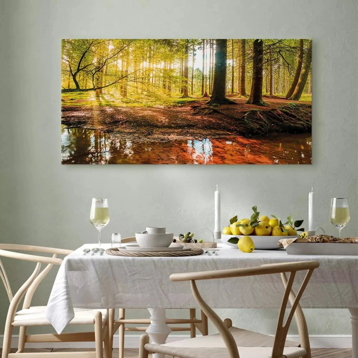 Kanva ar rudens ainavu - Rudens pārdomas, 93944 - zaļā krāsā G-ART