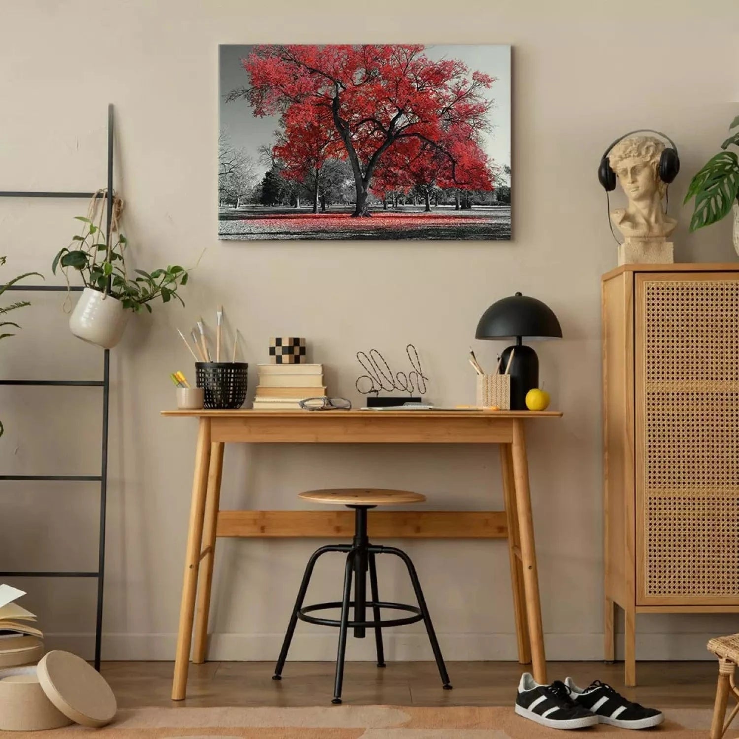 Kanva ar rudens skatu - Rudens parkā, (x 1), sarkanā un pelēkā G-ART