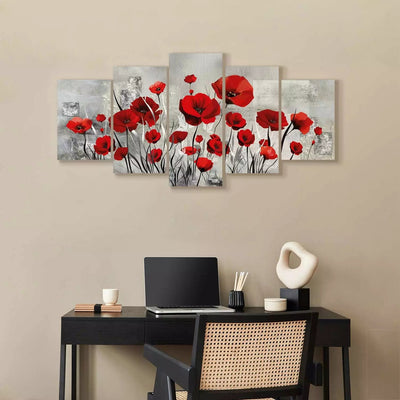 Painting with red poppies - bright poppies (5 parts), 46953 g-art