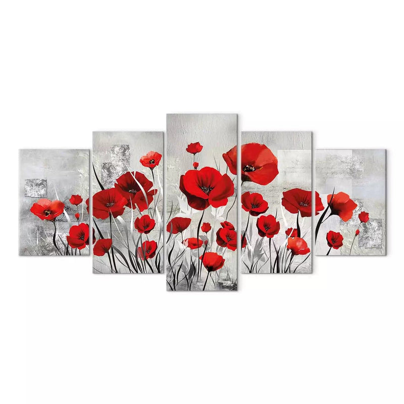 Painting with red poppies - bright poppies (5 parts), 46953 g-art