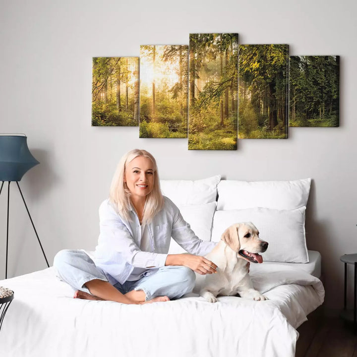 Glezna ar saulainu mežu - Meža burvība - 91573, (x5) ART XL