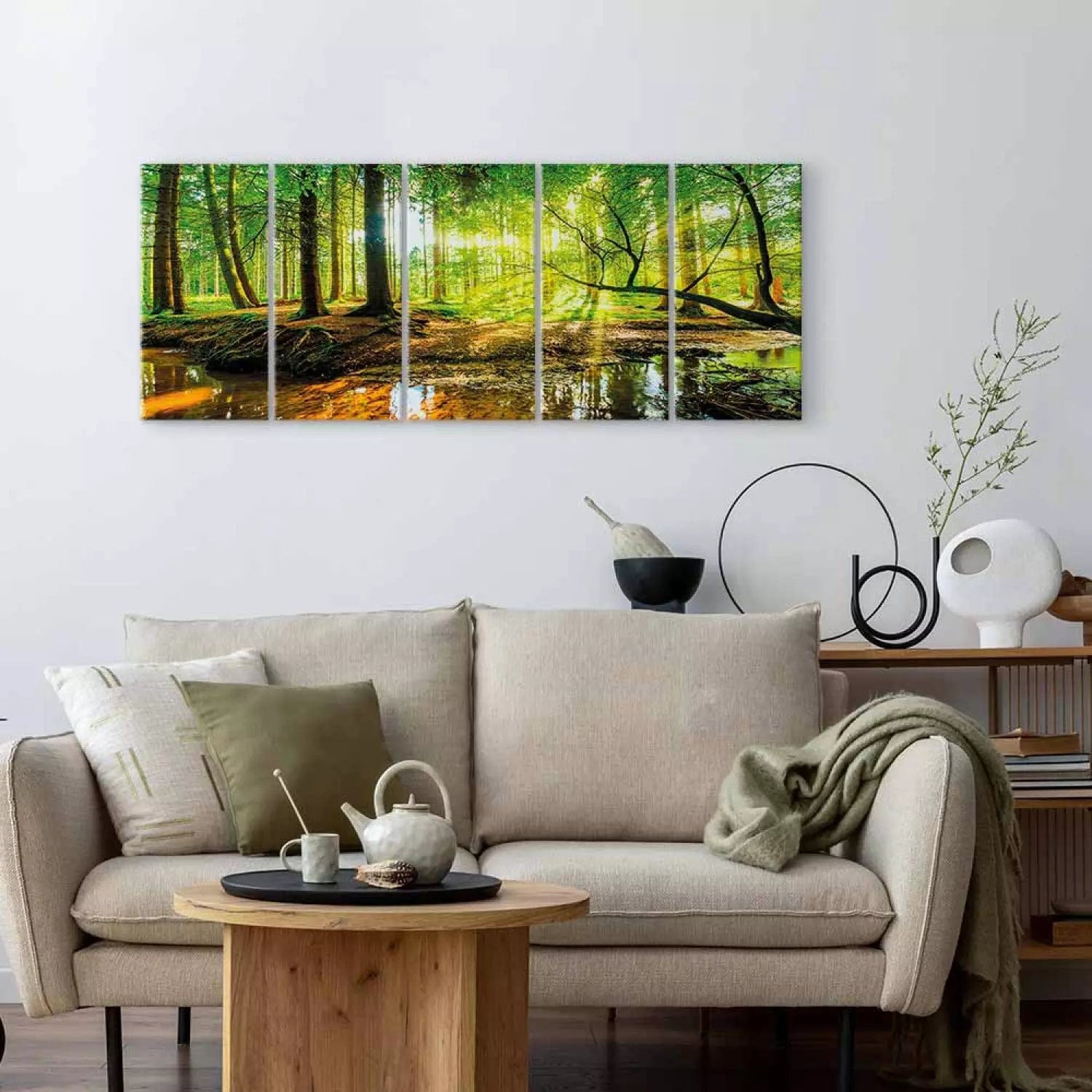 Glezna ar saulainu mežu - Meža straume, (x 5), zaļā krāsā G-ART