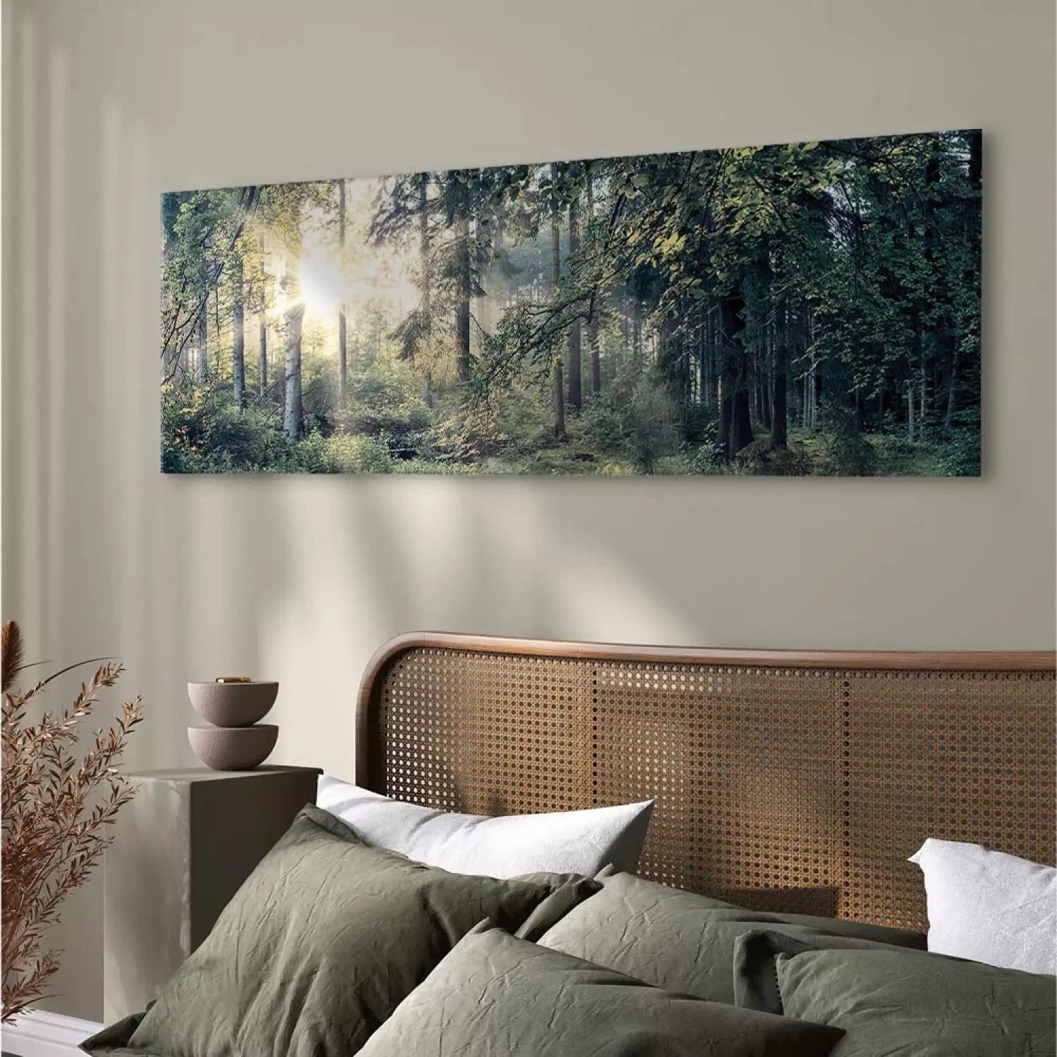 Kanva ar saulainu mežu - Rīta burvība, zaļā krāsā - 91571 G-ART