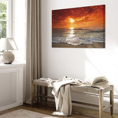 Glezna ar saulrietu jūrā - Krāšņā pludmale, 97941 Tapetenshop.lv.