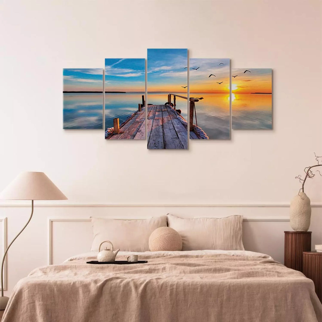 Glezna ar skatu uz ezeru un saulrietu - Atmiņu ezers, 91102 (x5) ART XL