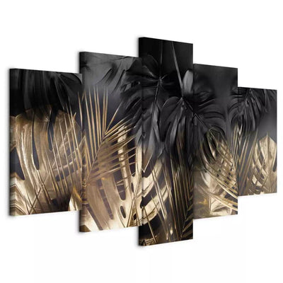 Painting in black and gold with leaves - Golden Jungle, (x 5), 143506 G-ART