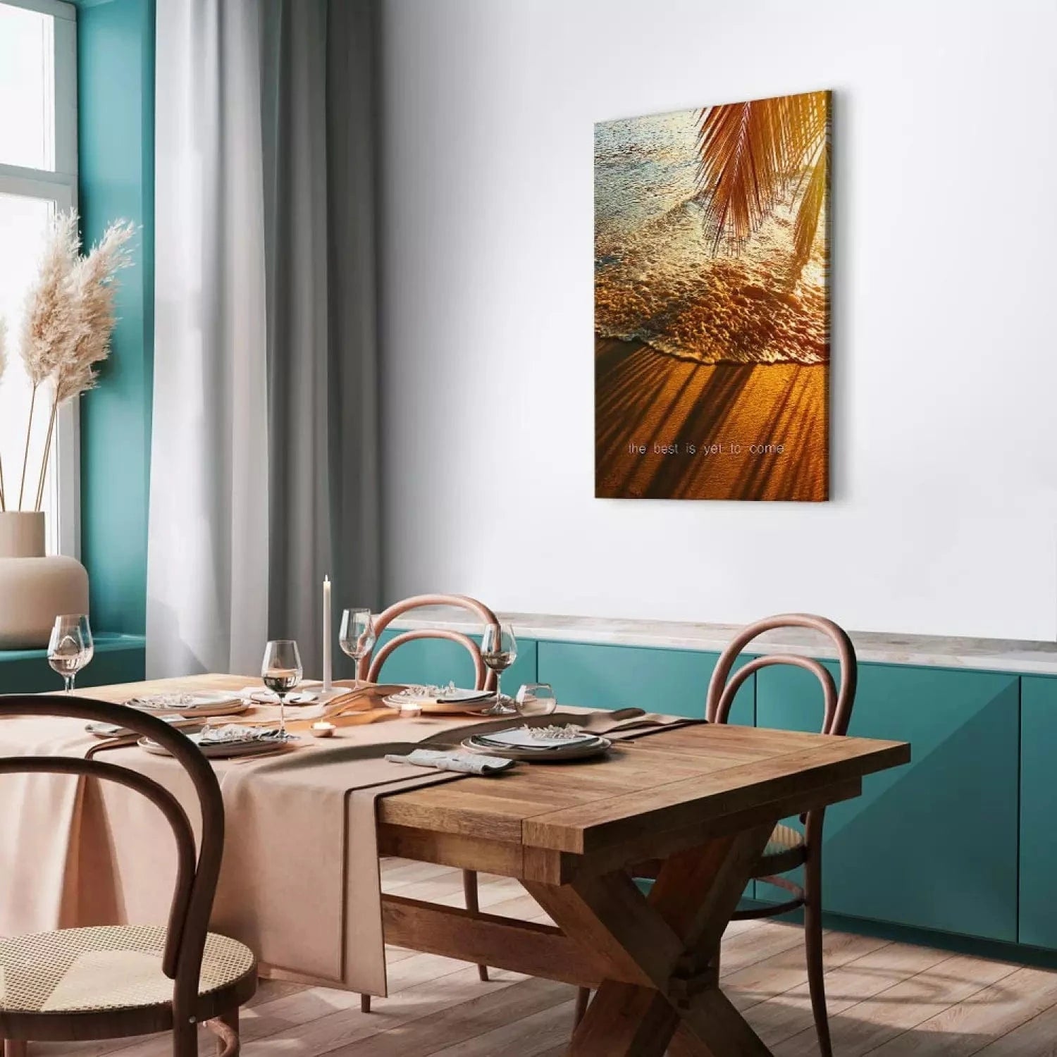 Kanva ar tropu motīvu - Labākais vēl priekšā - brūnā, oranžā ART XL